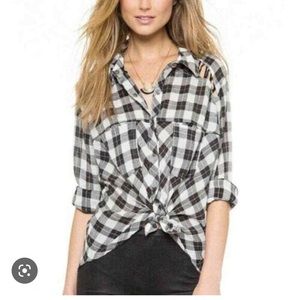 Free people blue/gray flannel